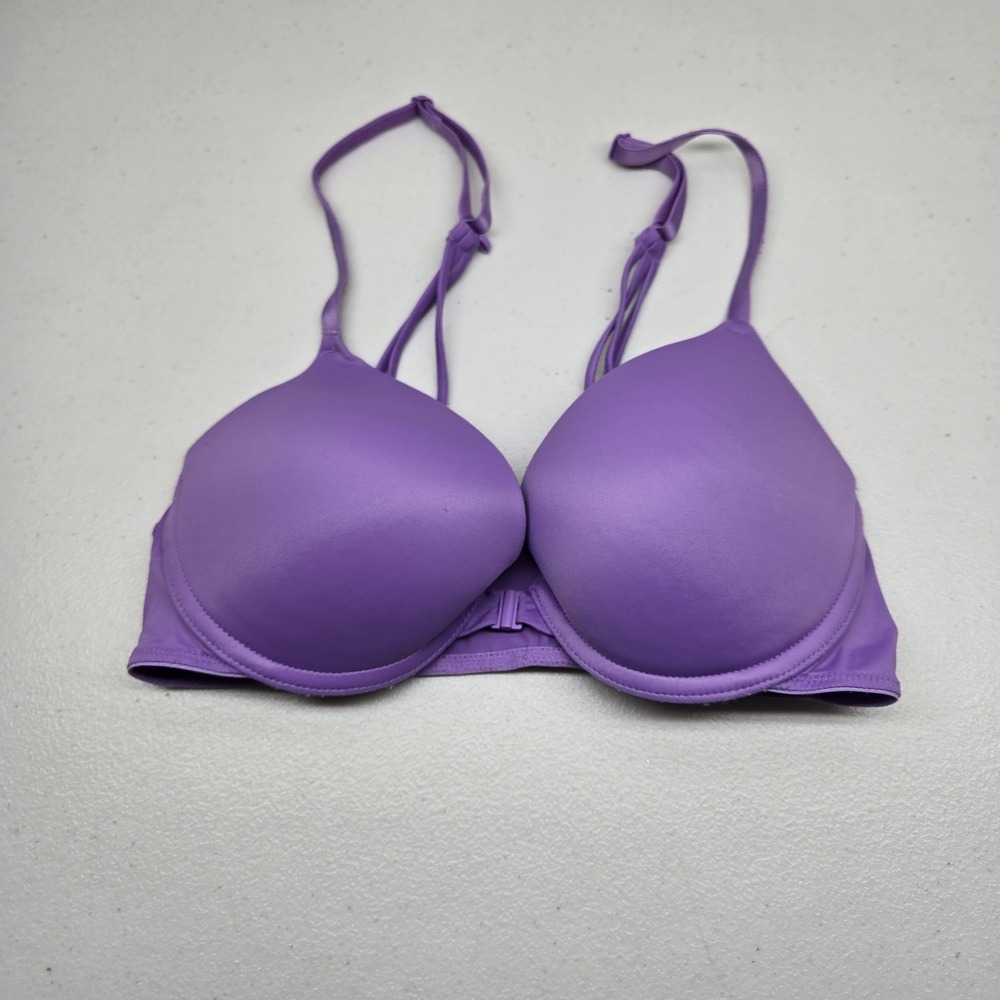 PINK Women Bra 34C Purple Wear Everywhere Push‎ Up Front Closure Convertible